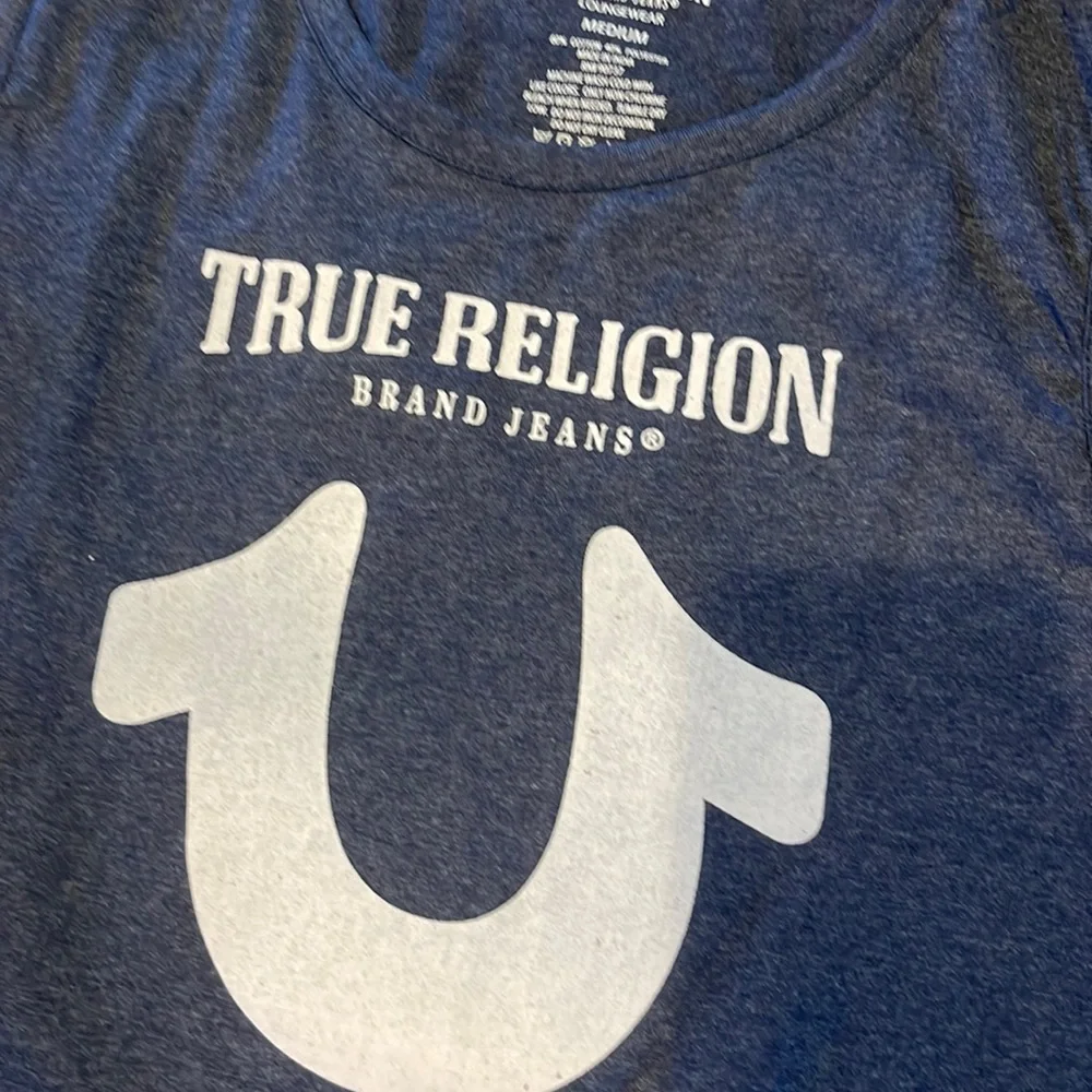 True Religion Blue/White Loungewear Tank Top Tee MEDIUM